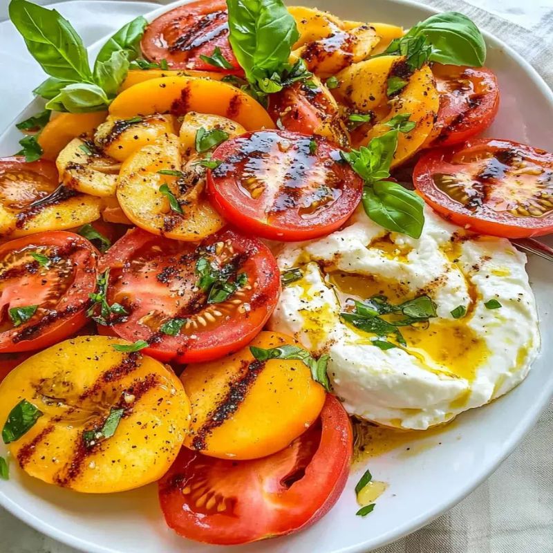 Easy Vibrant Tomato Peach Burrata Salad for Warm Weather Meals (1)