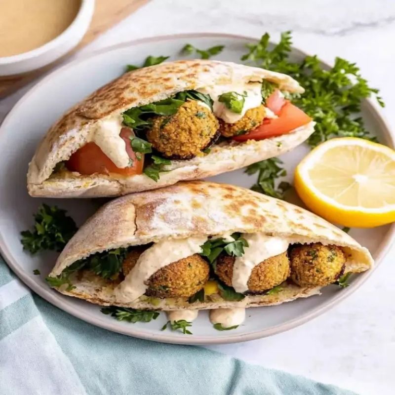 Healthy Falafel Pita Sandwich with Creamy Tahini – Meal Prep Friendly