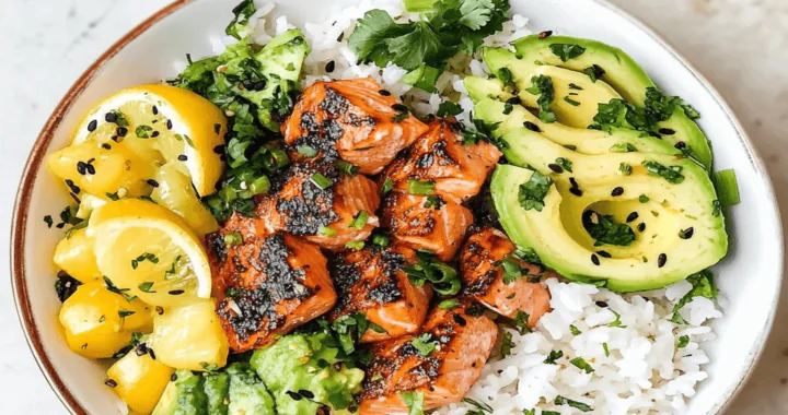 Avocado Salmon Rice Bowl A Simple and Healthy Lunch Recipe (1)